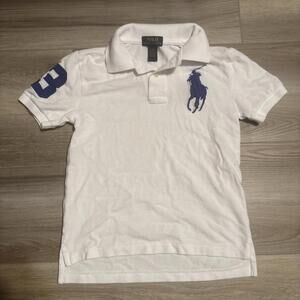 Polo Ralph Lauren Big Pony Pullover Shirt Boys Small 8 SS 1/4 Button Front Gray